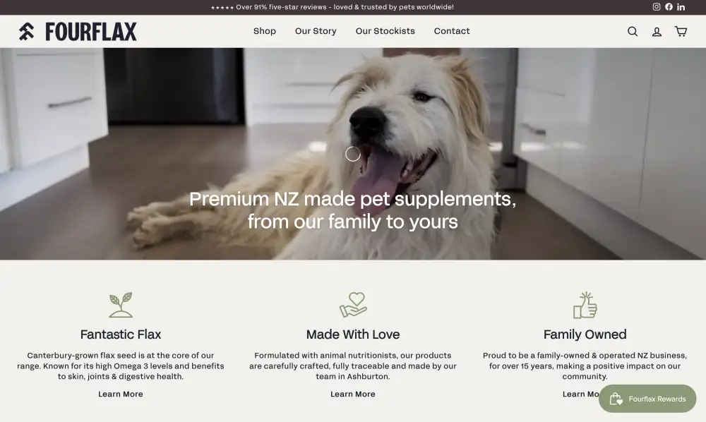 An image of the Fourflax homepage