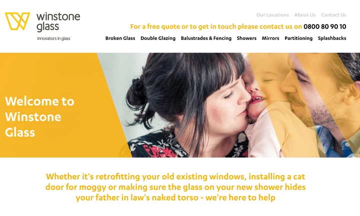 An image of the Winstone Glass homepage