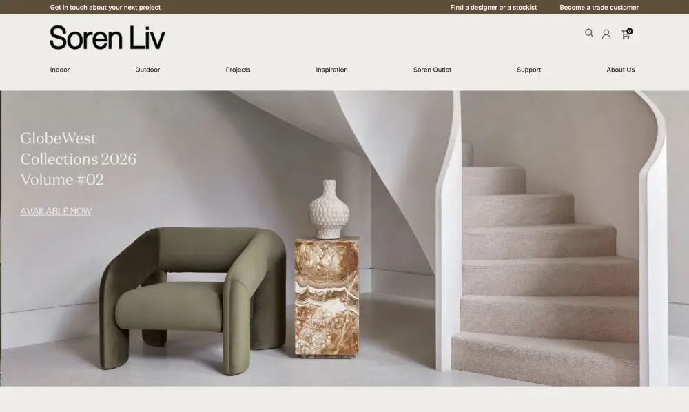 An image of the Soren Liv homepage