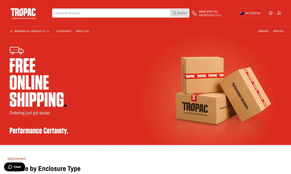 An image of the Tropac homepage